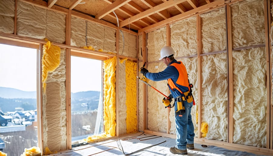 Contractor adding high-performance insulation to home walls