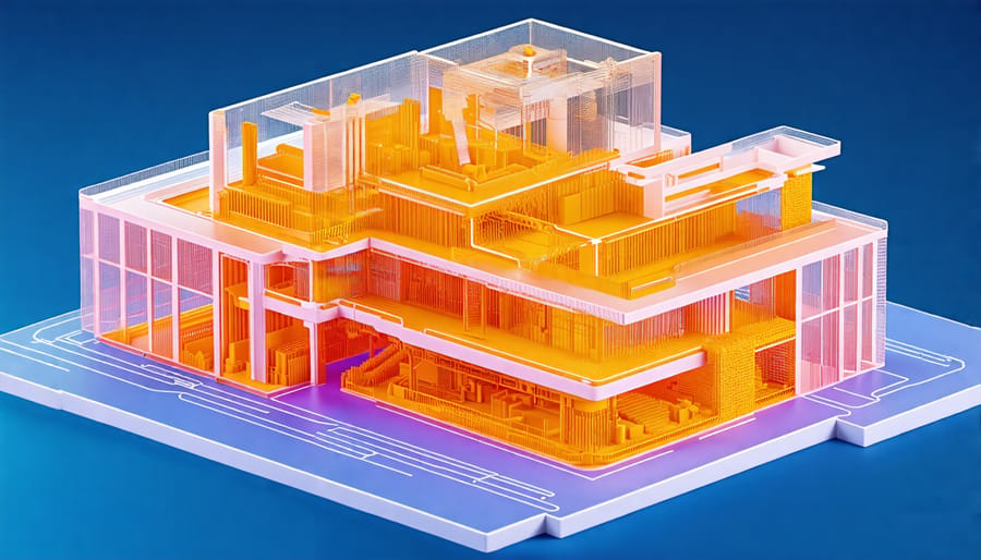 3D printer creating an intricate architectural structure for construction