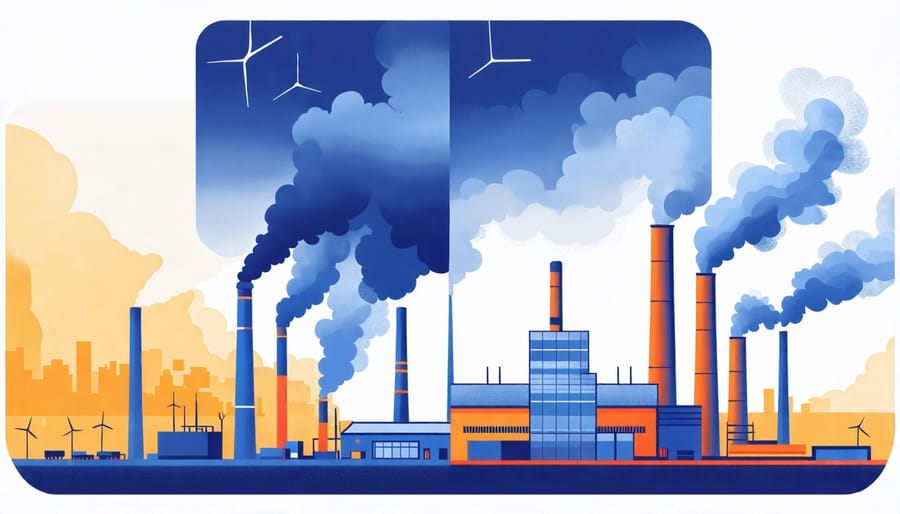 Contrast between emissions from fossil fuels and clean energy alternatives