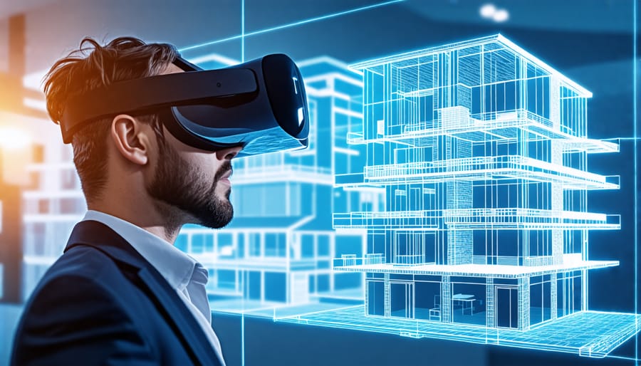 Architect utilizing VR technology for BIM visualization