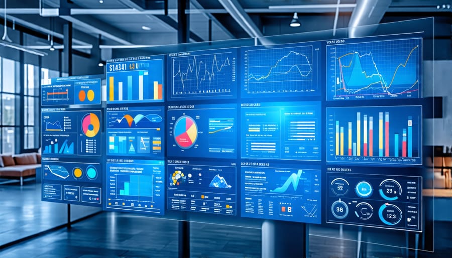 Screenshot of an advanced building management system interface with data visualizations