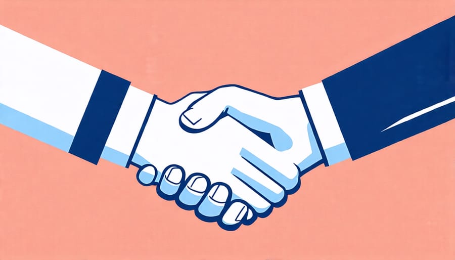 Symbolic handshake representing successful negotiation of construction management fees