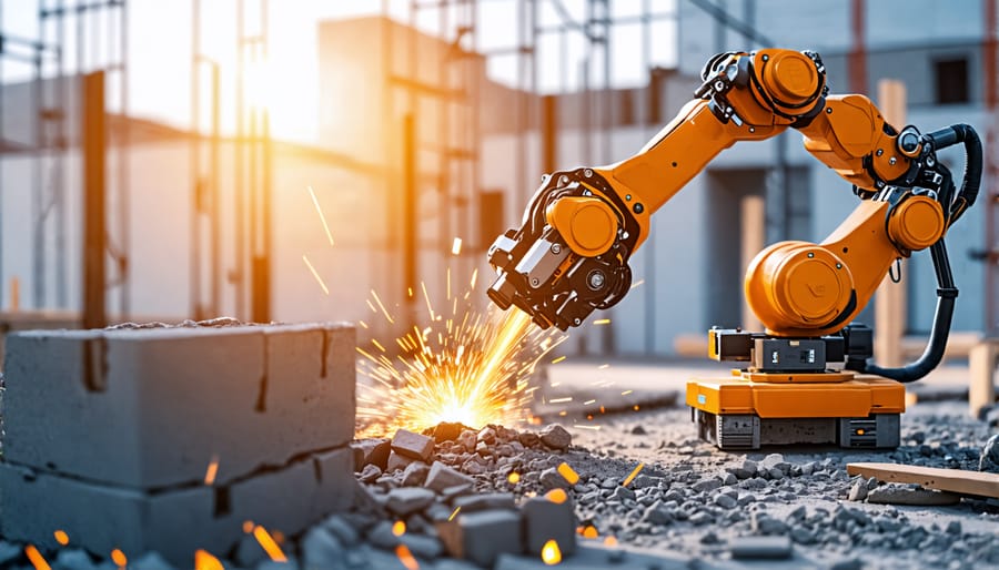 Demonstration of a construction robot automating a specific task on a job site