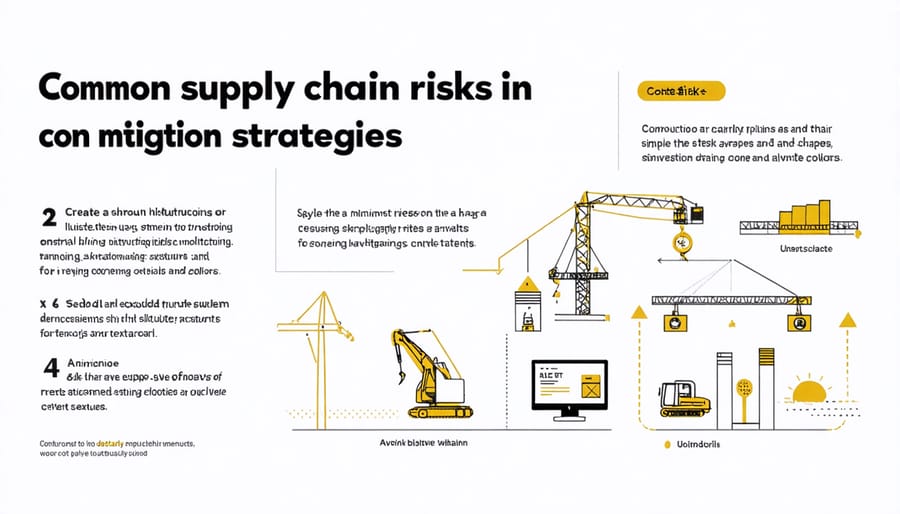 Infographic depicting common construction supply chain risks and corresponding mitigation techniques