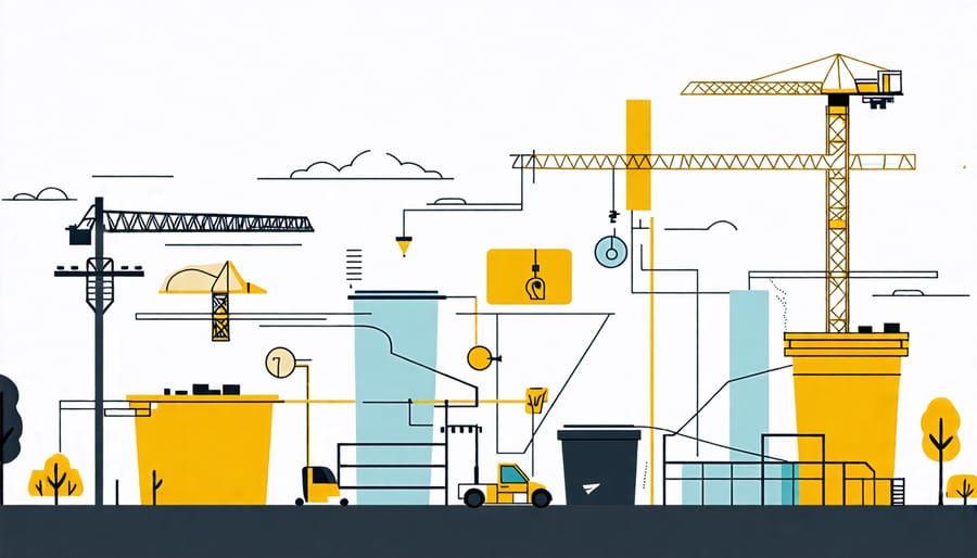 Illustration of various waste sources in a construction project