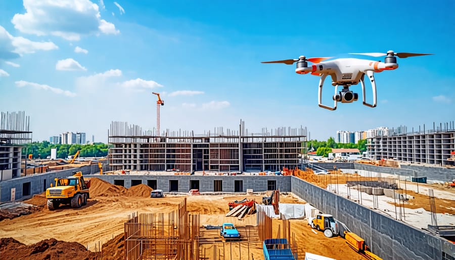 Drone technology used for construction site surveys and monitoring