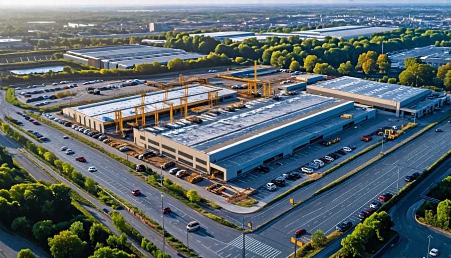 Overhead perspective of a well-designed industrial facility site