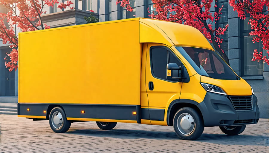 An electric delivery van loaded with packages, representing green logistics