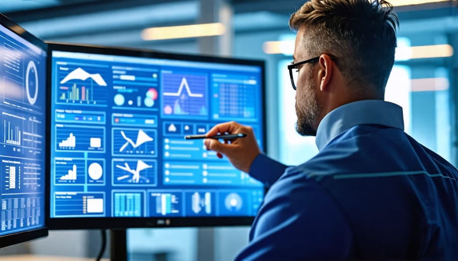 Facility manager interacting with an energy management system software