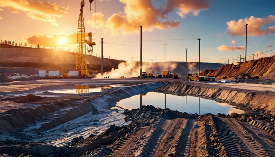 Geothermal power plant providing electricity to a construction project