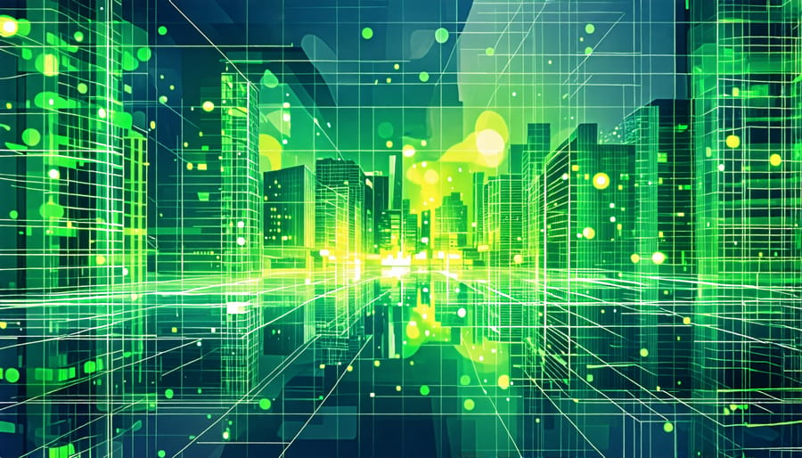 Abstract representation of green building standards and energy management innovations