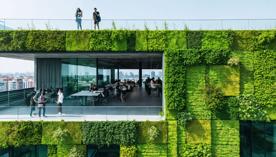 Urban green roof providing environmental and social benefits