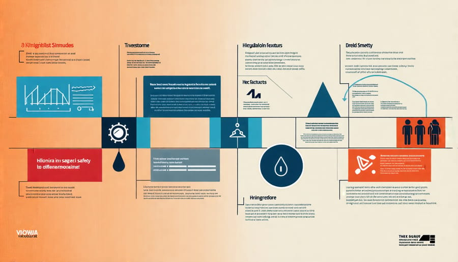 Timeline illustration depicting key developments in construction safety regulations history