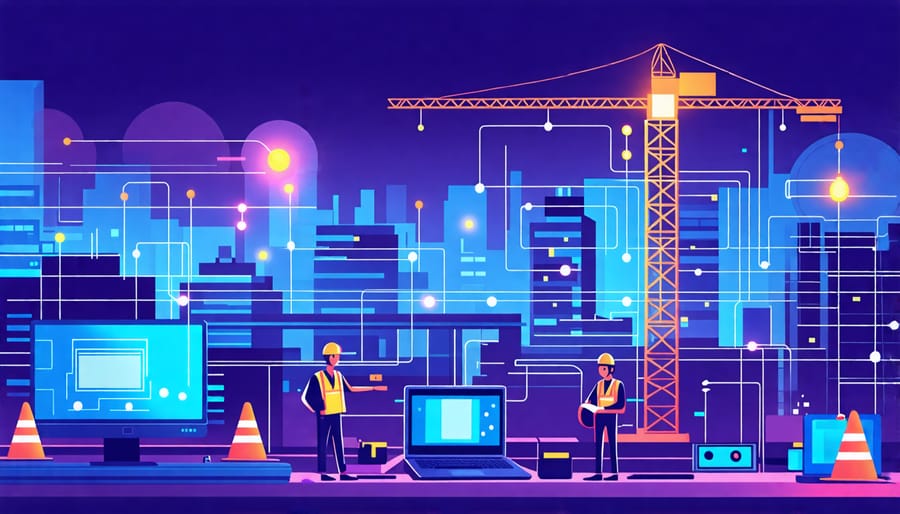 Conceptual depiction of IoT sensors and devices in a construction environment