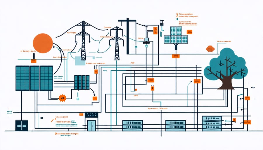 Visual representation of a microgrid's structure and operation