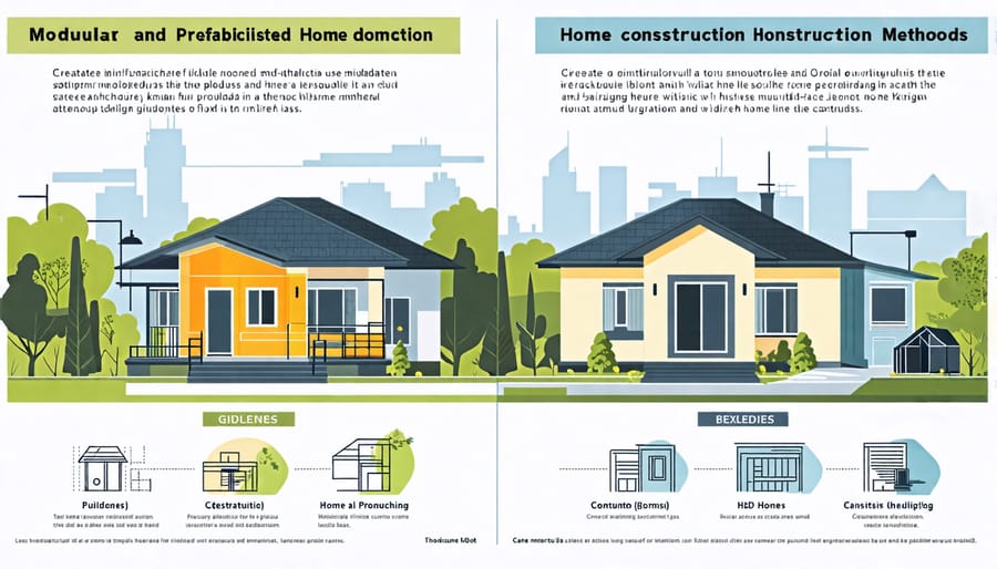 Infographic illustrating the key differences between modular and prefab home construction