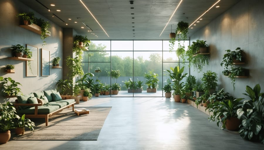 Sustainable interior design features in a net zero energy building