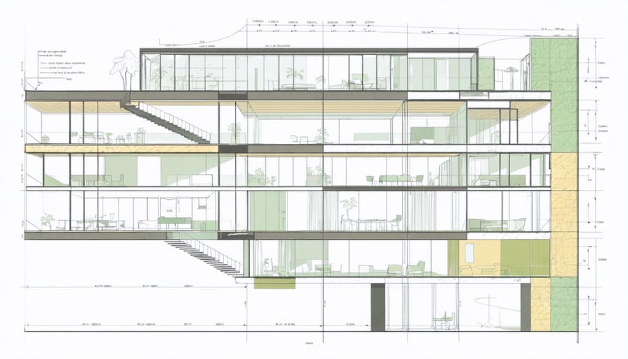 Conceptual diagram of passive cooling strategies in building design