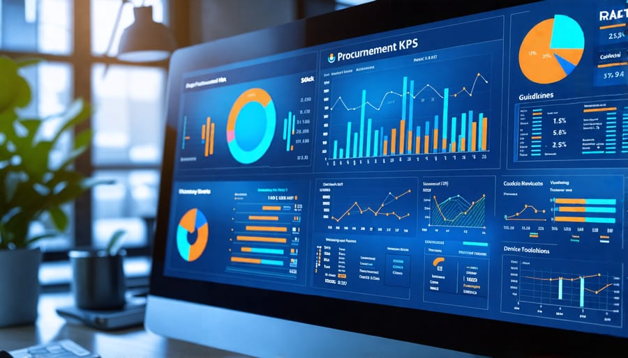 Procurement management software interface showcasing key performance indicators