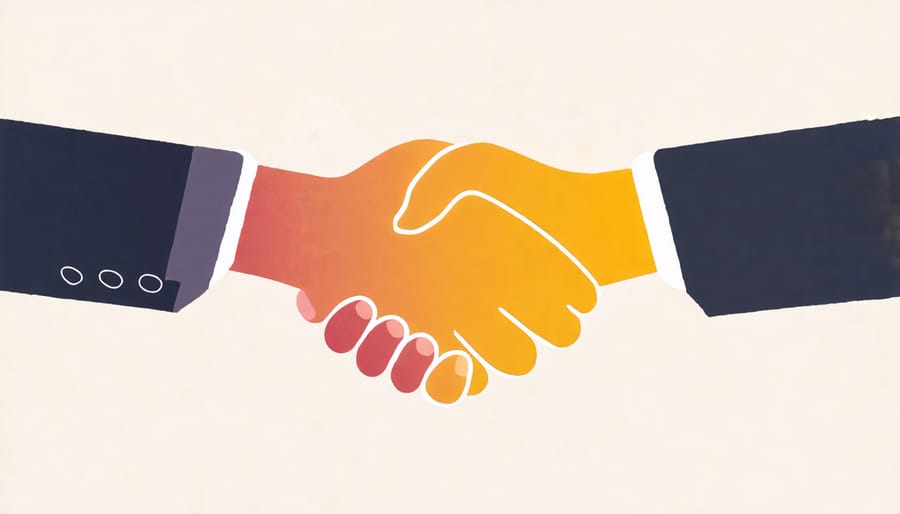 Property owner and manager shaking hands over a property management agreement