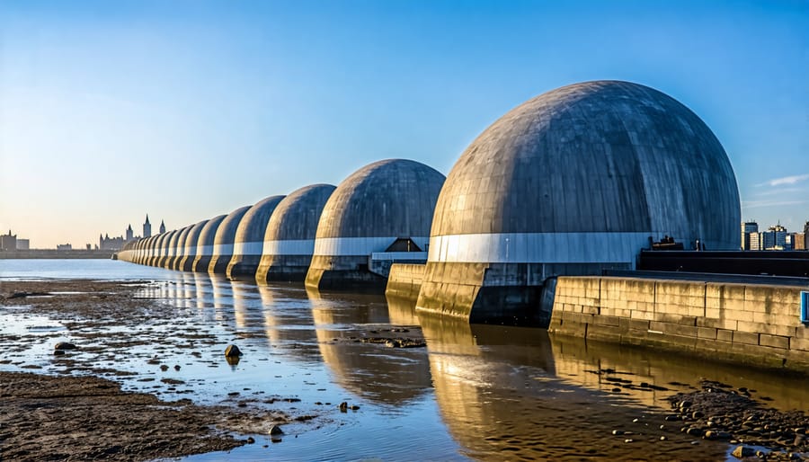 The Thames Barrier in London, a key infrastructure protecting the city from flooding