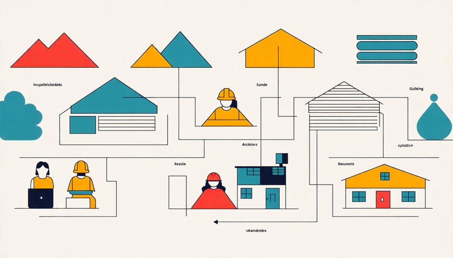 A visual representation of various stakeholder types involved in construction projects such as contractors, clients, suppliers, and regulators