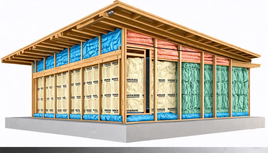 Realistic diagram showing improved building insulation techniques