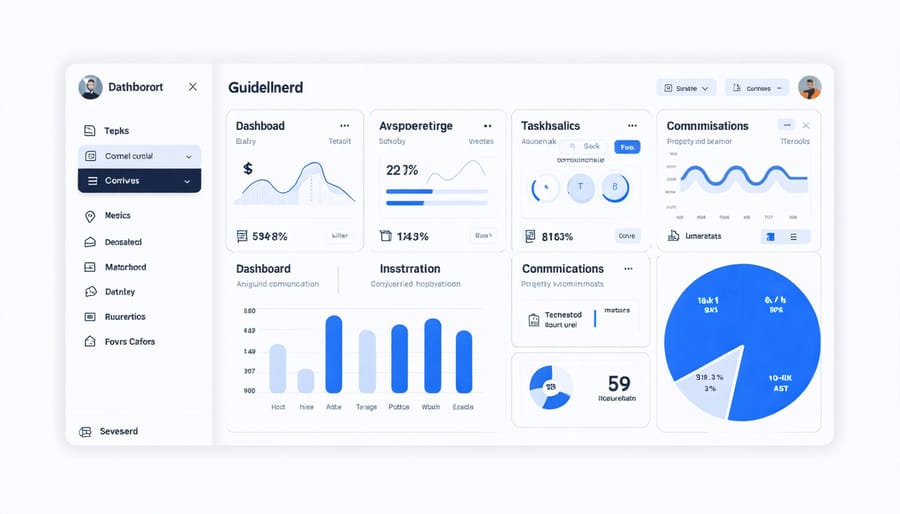 Illustrated dashboard of a cloud-based property management software