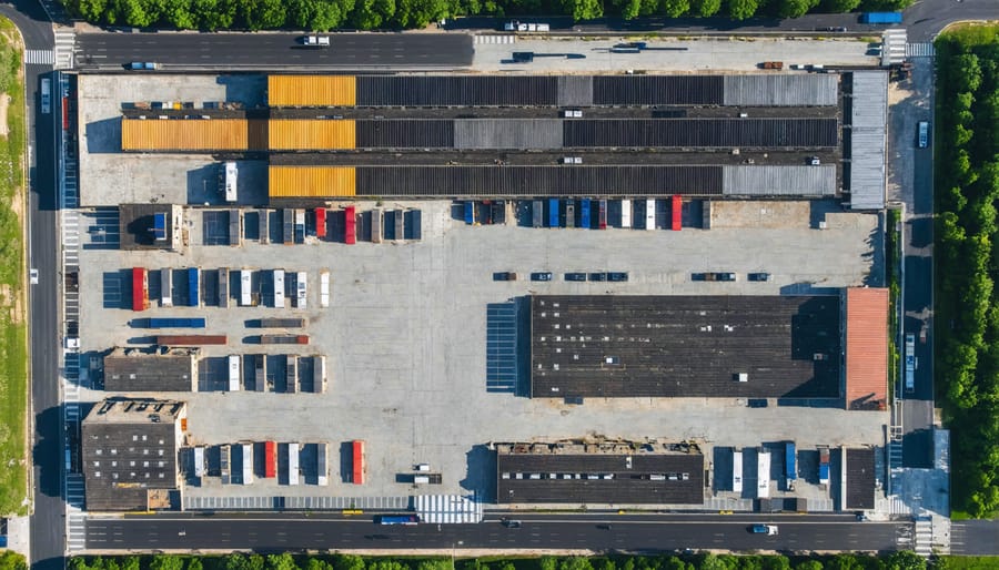 Overhead view of an industrial site that has been successfully transformed using circular construction principles