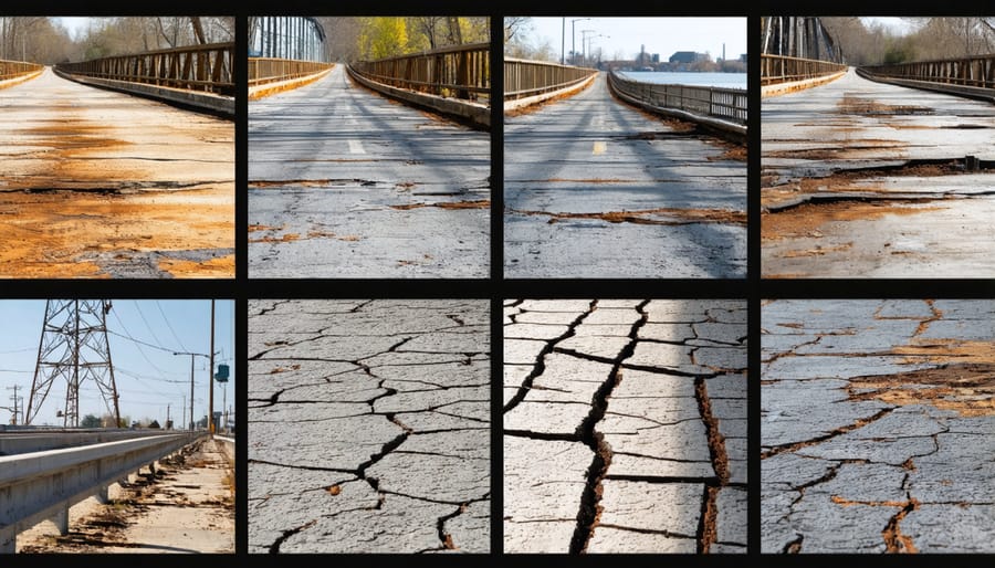 Collage of aging and deteriorating infrastructure in the United States