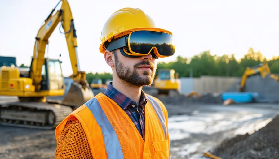 Augmented reality technology being used in a construction setting