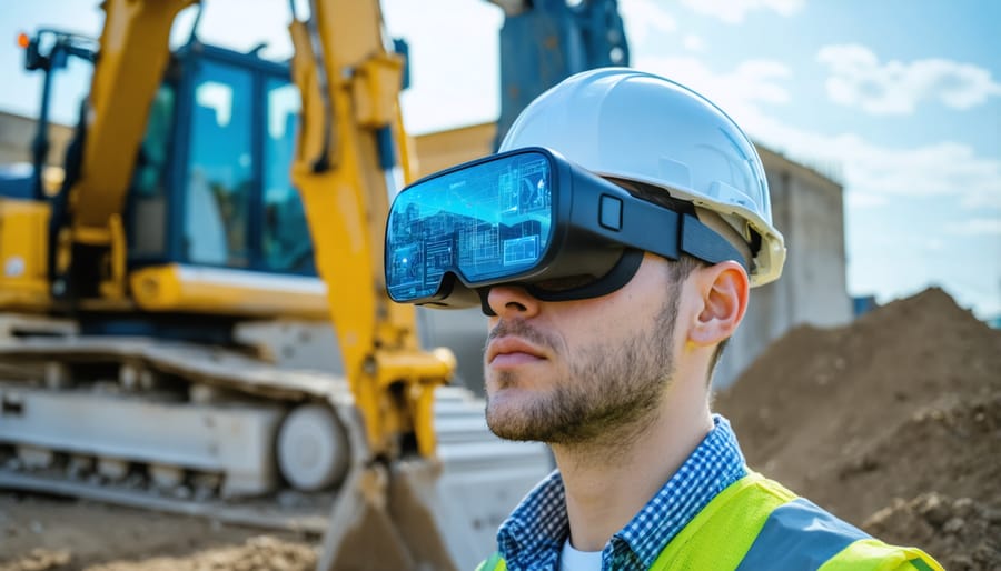 Construction worker using AR glasses for on-site BIM visualization