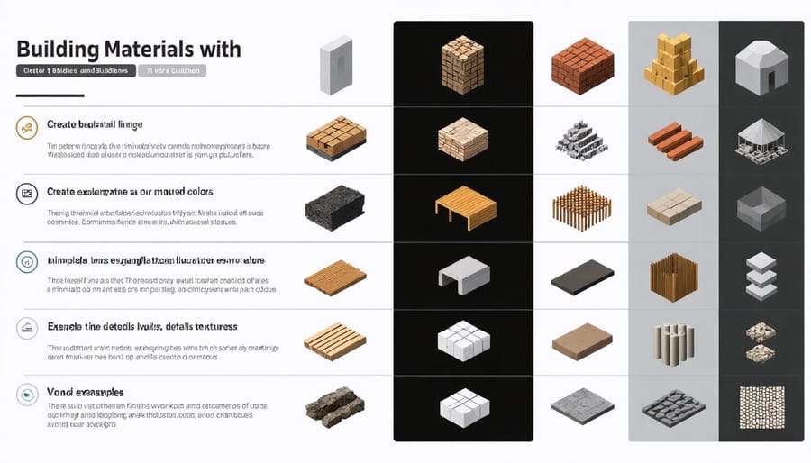 Visual comparison matrix of common building materials and their properties