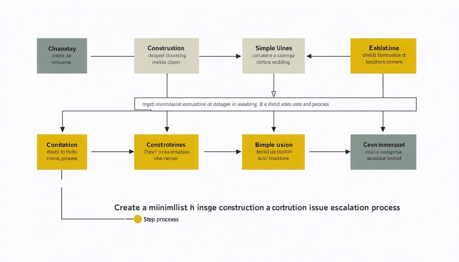 Flowchart showing the process for escalating issues in a construction project