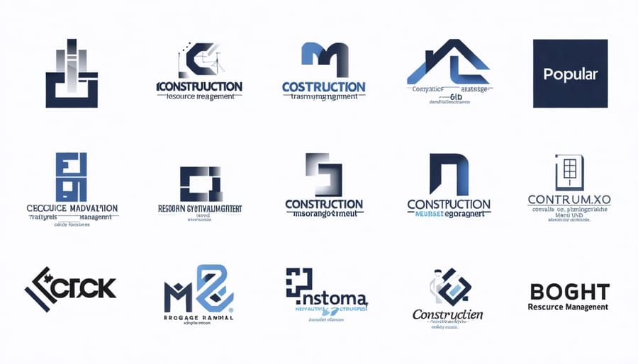 Logos of well-known construction resource management software solutions