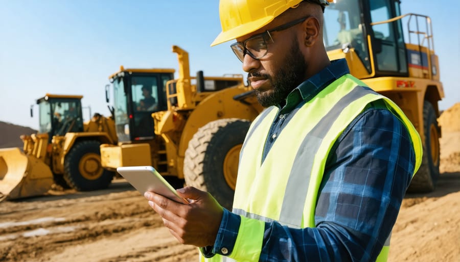 Construction manager monitoring resource consumption on a tablet device