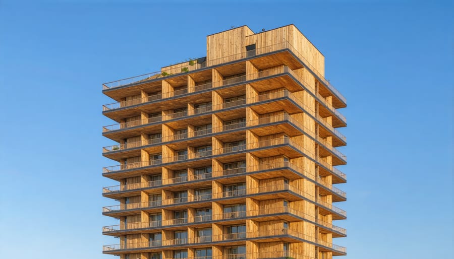 Tall sustainable building made from cross-laminated timber