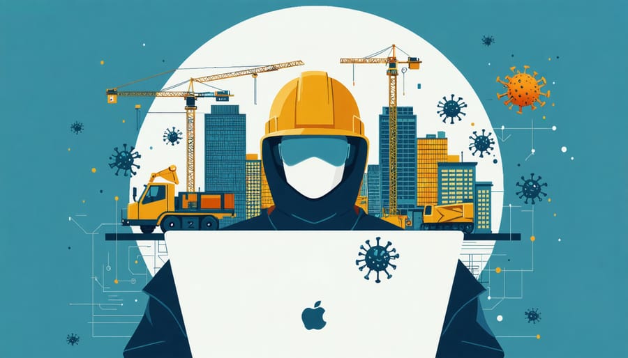 Conceptual illustration depicting cyber threats against the construction industry