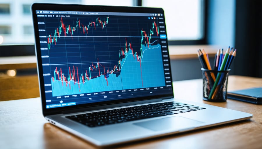 Visual representation of financial data analysis on a computer