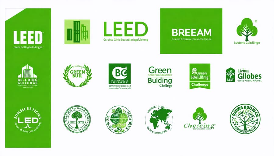 Logos of popular green building certification programs