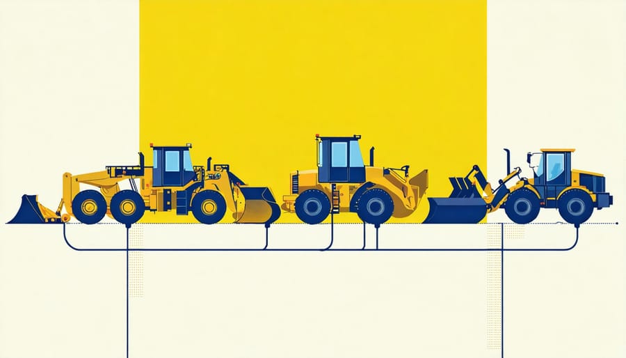 Conceptual diagram showing the application of hydrogen fuel cells in construction machinery