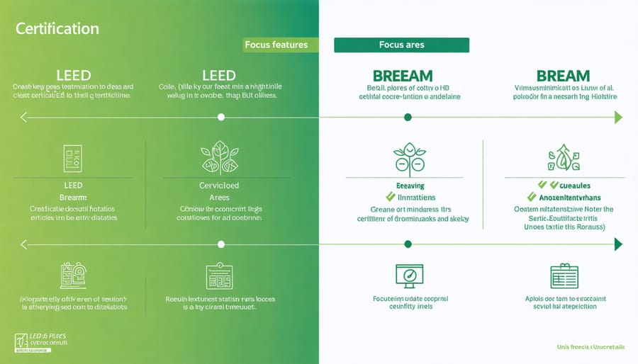 Infographic comparing LEED and BREEAM green building certifications