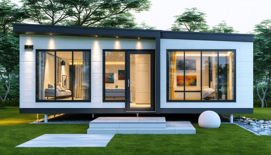 A contemporary modular home showcasing its sleek design and efficient construction