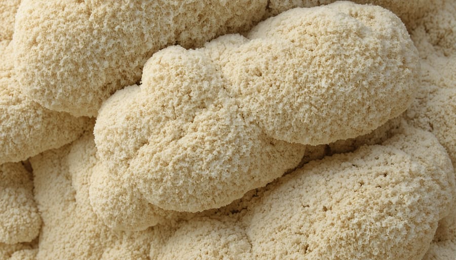 Textured close-up view of mycelium insulation material