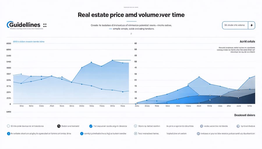 Chart showing historical price and volume data in the real estate market