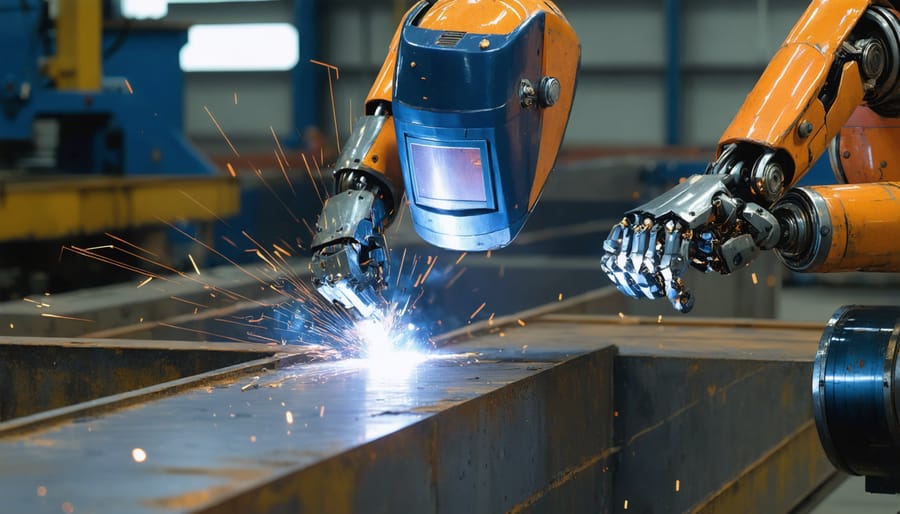 Automated robotic system conducting welding tasks on a construction project