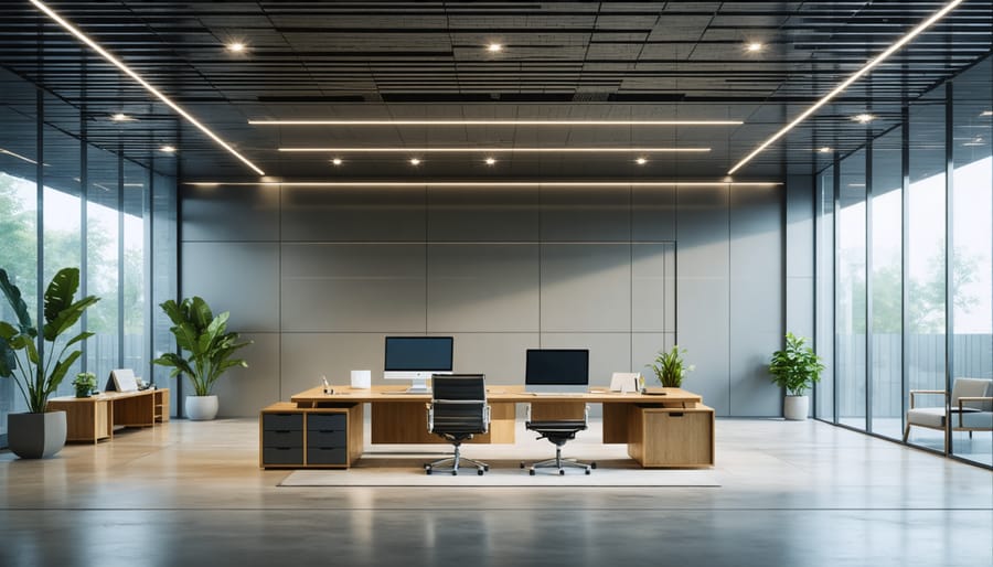 Example of an office interior with smart lighting technology