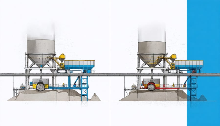 Side-by-side comparison of traditional and low-carbon concrete production methods