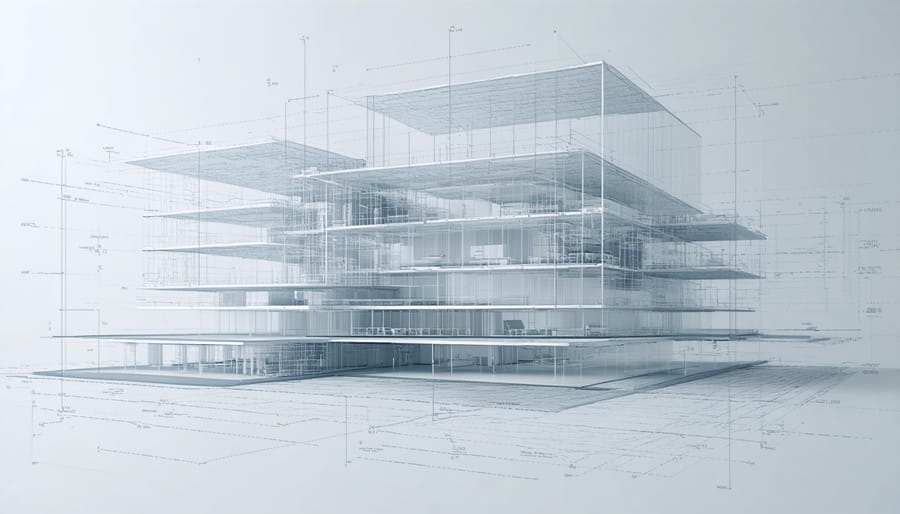 Interactive BIM digital twin model displaying real-time building data and system analytics