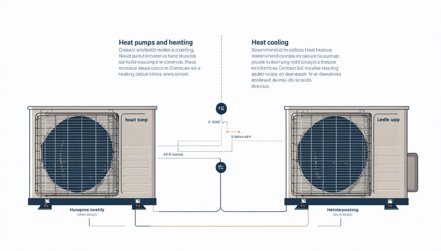 Diagram illustrating how air-source and ground-source heat pumps work in commercial buildings